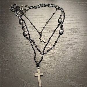 Elegant Black Cross Pendant Necklace